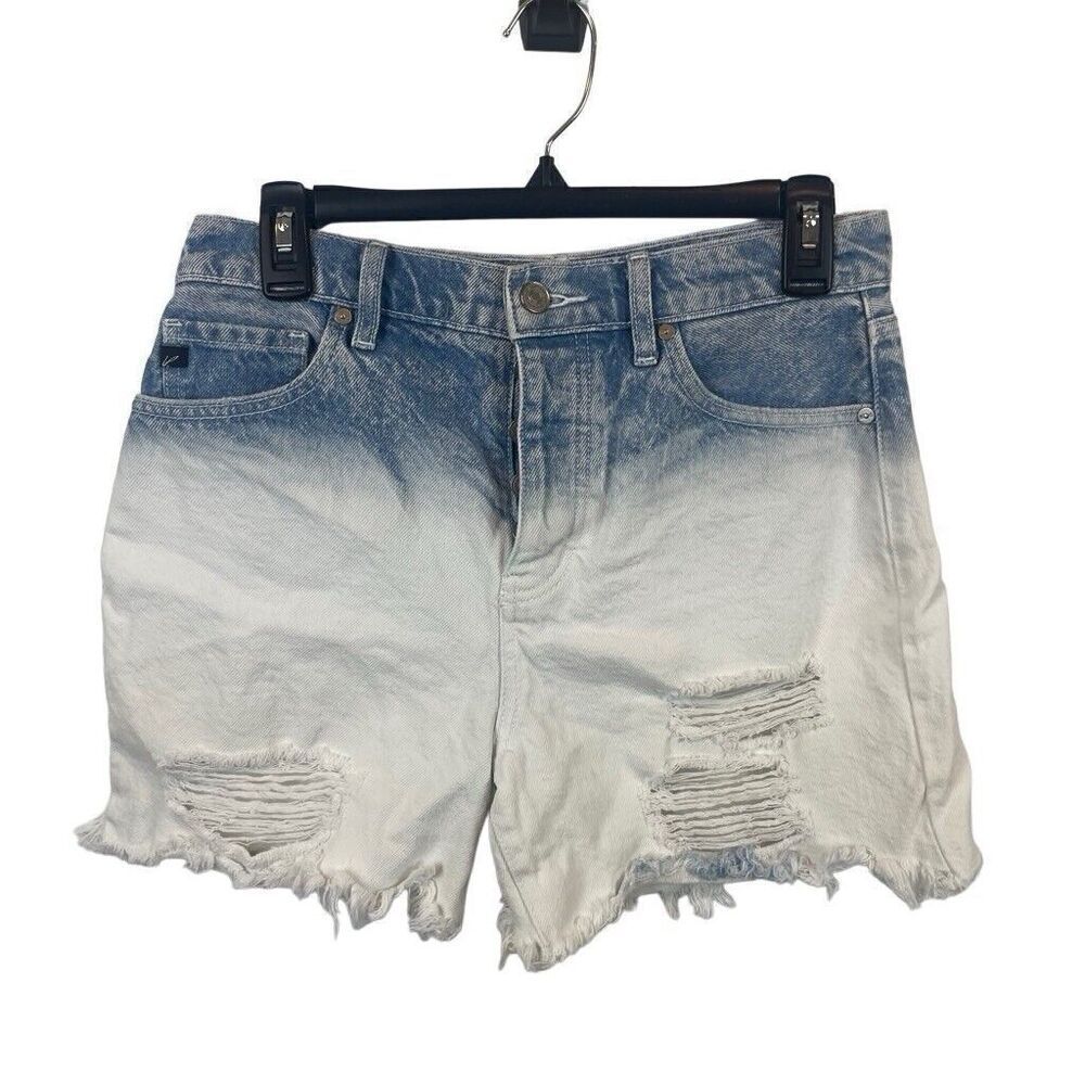 Kancan Size 26 White Blue Cut Off Distressed Denim Shorts DistressedKC8711L